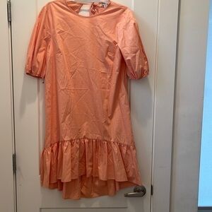 TOPSHOP Womens Pink Poplin Tiered Ruffle Hem Dress Size 8